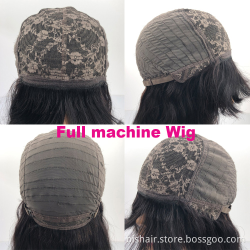 Wholesale Human Hair Wig With Bangs Water Wave Hair Colored Dark Brown Brazilian Hair Full Machine Wigs For Black Women Remy Wig